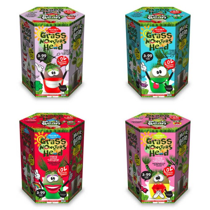 гр Набір творчості "Grass monsters head" GMH-01-01U,02U,03U...08U УКР. (8) "Danko Toys" ВИДАЄТЬСЯ МІКС ВИДІВ