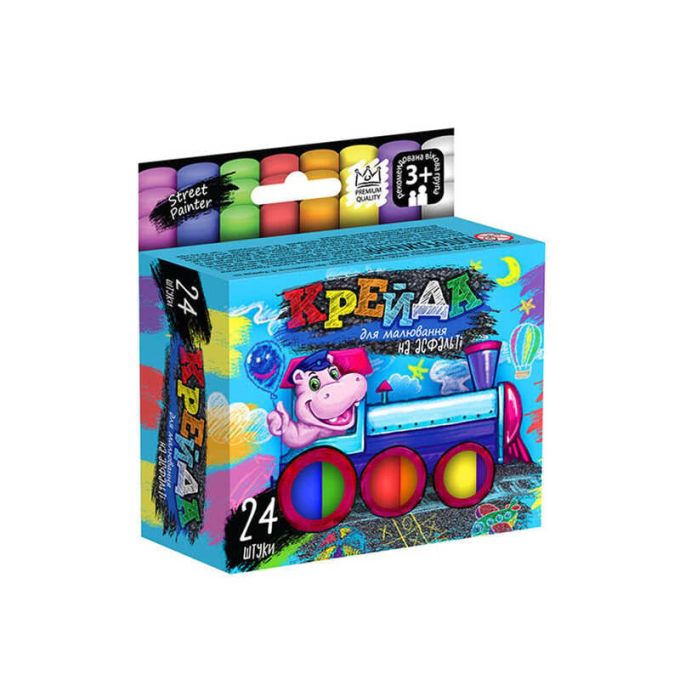 гр Крейда для малювання, тонка MEL-02-05U УКР. (24) "Danko Toys", d-1,2 см, 24 штуки, 8 кольорів