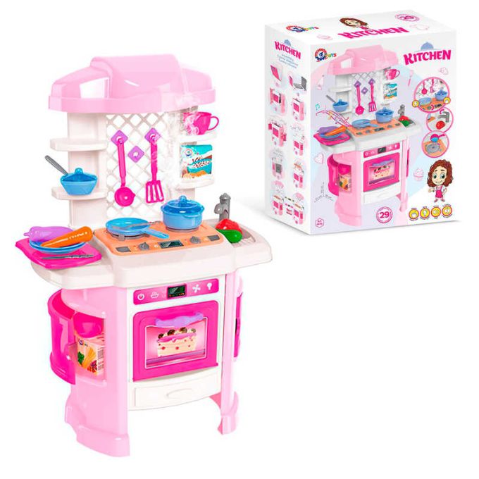 гр Кухня 6696 (3) підсвічування, звук, пар, 29 аксесуарів, "Technok Toys", в коробці