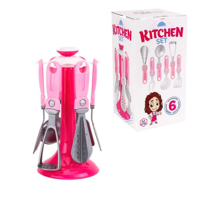 гр Кухонний набір 6726 (22) "Technok Toys", стійка, 6 приладів, 21см, у коробці