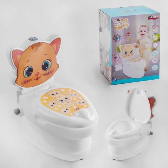 Горщик 07-563 Pilsan (4) "Кошеня", спинка, горщик знімний, тримач для паперу, звуки води, підсвічування кнопки, в коробці