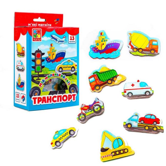 гр Набір магнітів "Мій маленький світ. Транспорт" VT3106-12 укр  "Vladi Toys"