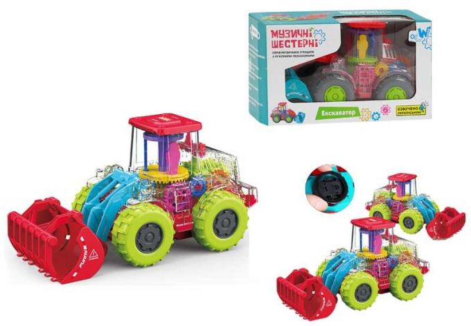Екскаватор на батарейках 17095 (48) "WToys", ОЗВУЧУВАННЯ УКРАЇНСЬКОЮ МОВОЮ, 2 види, шестерні, пісня, підсвічування, автоматичний рух, в коробці