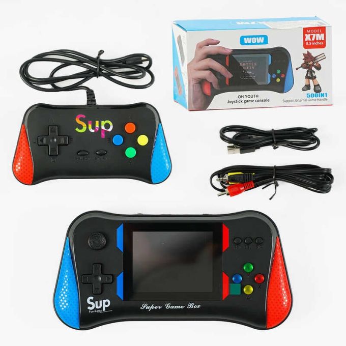 Інтерактивна консоль С 64449 (50) 500 в 1, 1200 mAh, кольоровий HD дисплей 3,5 дюймів, додатковий джойстик, в коробці