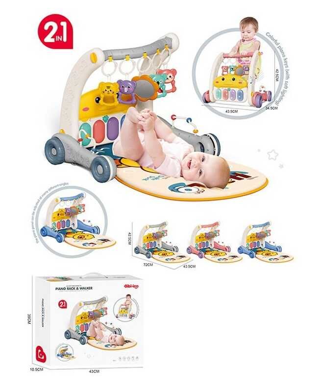 Ходунки-каталка 6049 (12) килимок, підсвічування, мелодії, пальчикові ігри, 4 брязкальця, дзеркальце, в коробці
