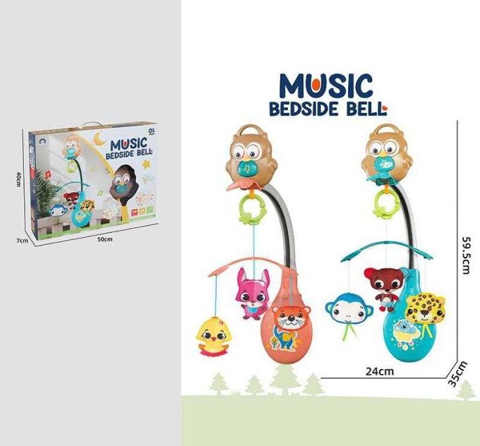 Карусель музична  988-53 (12) 2 кольори, колискові мелодії, підсвічування, текстильні іграшки, регулювання гучності, в коробці