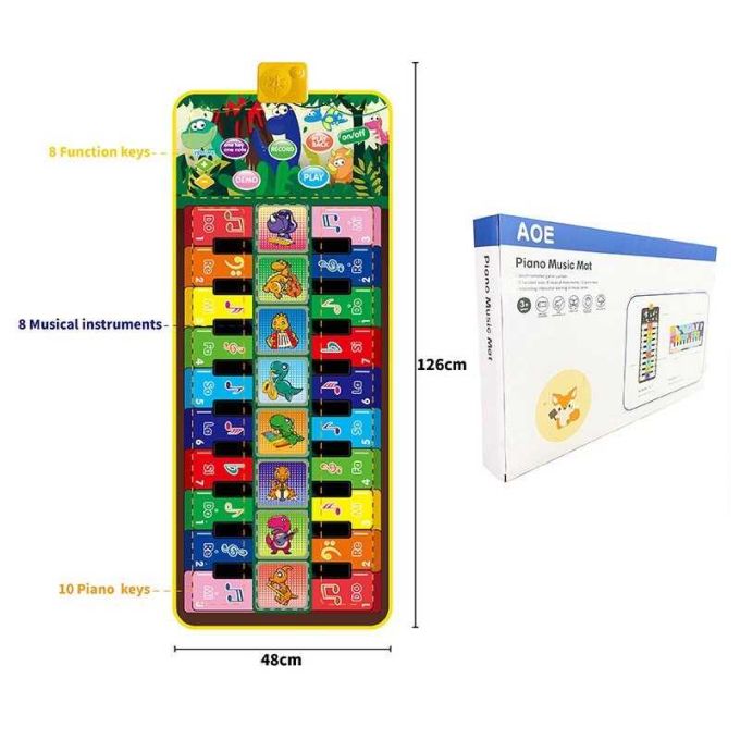 Килимок музичний 638-12 (24/2) 49 х 3 х 125 см, на батарейках, музичні інструменти, ноти, запис, режим пам'яті, музика, в коробці