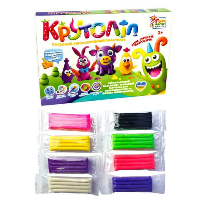 гр Пластилін восковий 49196 (16) "4FUN Game Club", 8 неонових кольорів, в коробці