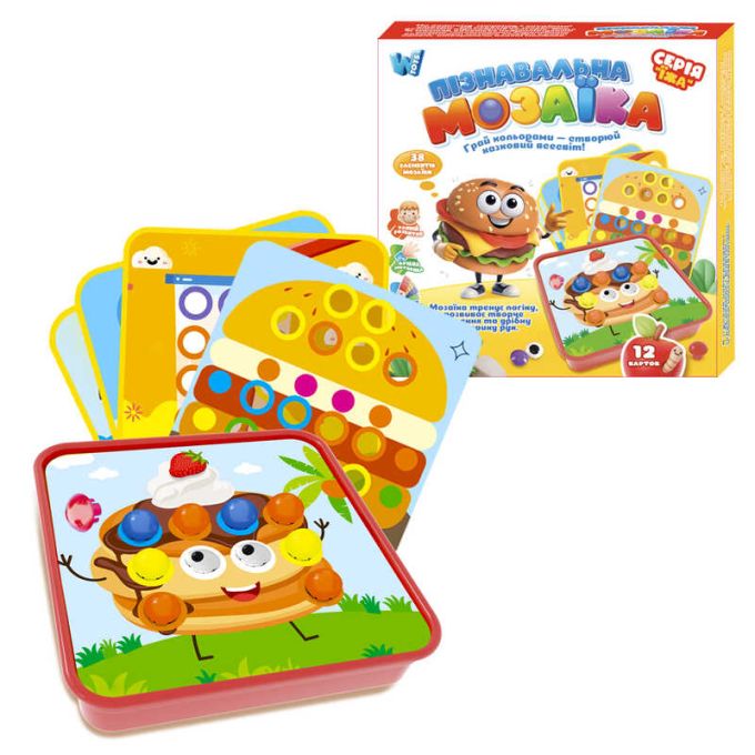 Пізнавальна мозаїка 32577 (60/2) "WToys", 38 елементів, 12 карток із завданнями, в коробці