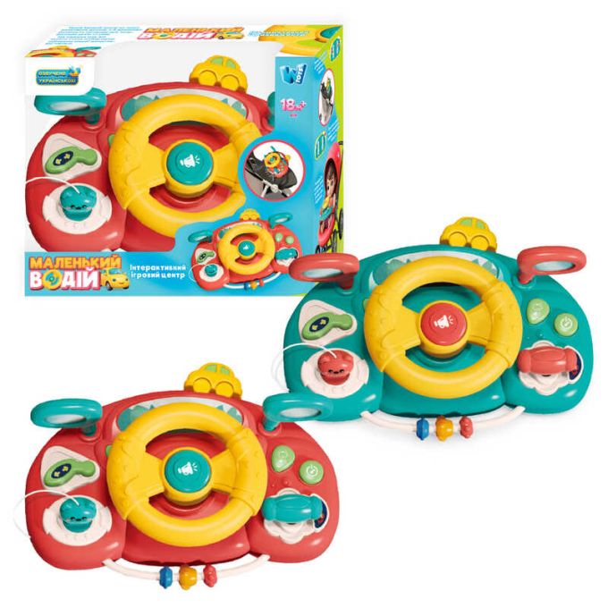 Кермо "Маленький водій" 91739 (36) "WToys", 2 кольори, ОЗВУЧУВАННЯ УКРАЇНСЬКОЮ МОВОЮ, 5 казок, 10 пісень, звуки, підсвічування, рухливі елементи, в коробці