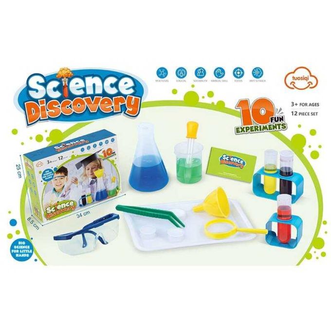 Набір хіміка 304 B (24) 12 елементів, мірна склянка, лійка, піпетка, лупа, пінцет, 4 колби, підставки, окуляри, таця, в коробці