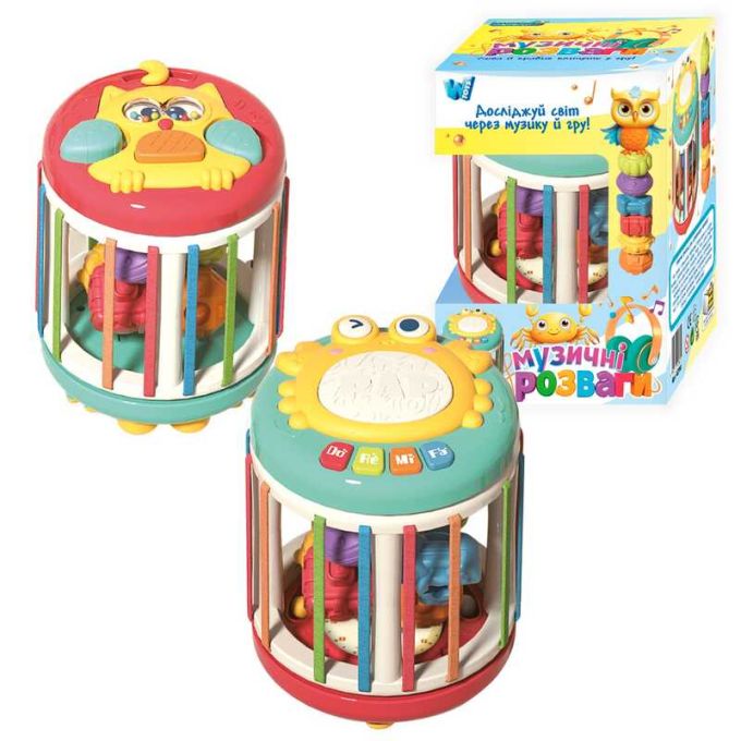 Музична гра 42766 (48) "WToys", ОЗВУЧЕННЯ УКРАЇНСЬКОЮ МОВОЮ, 6 казок, 6 пісень, ноти, барабан, підсвічування, брязкальця, тріскачка, годинник, в коробці