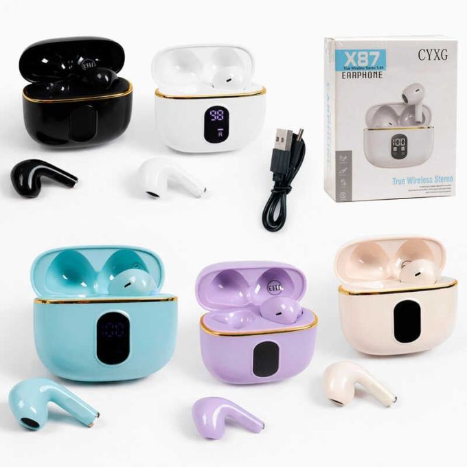 Навушники C 77422 (100) 6 кольорів, Bluetooth-підключення, дисплей, Hi-Fi звук, мікрофон, зарядний кейс, шумозаглушення, в коробці, ВИДАЄТЬСЯ МІКС ВИДІВ