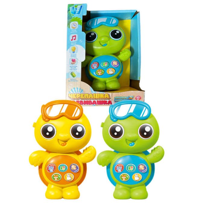 Музична іграшка “Черепашка розвивашка” 26840 (72/2)  “WToys”, ОЗВУЧУВАННЯ УКРАЇНСЬКОЮ МОВОЮ, 8 казок, 10 пісень, віршики, тварини, підсвічування, в коробці
