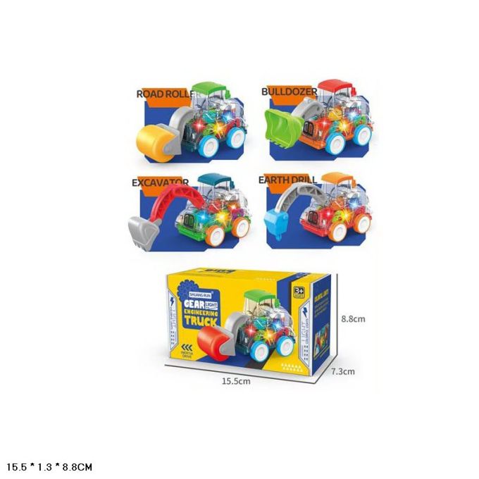 Машинка муз. арт. SR878-11 (168шт/2) прозорий корпус,кольорові внутрішні деталі,4 види мікс, короб.1