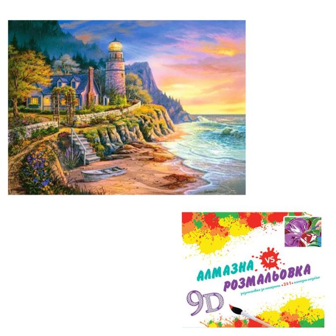 Іграшка Картина 3-D ефект CY2271 (30шт) 2 в 1 Алмазна мозаїка+розмальовка, на підрамнику, розмір 40х