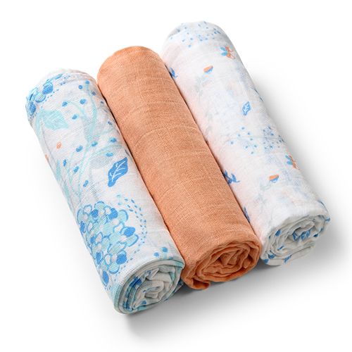 Пелюшки муслинові бавовняні (70х70 см)  3 шт. (Помаранчевий)/"Babyono"