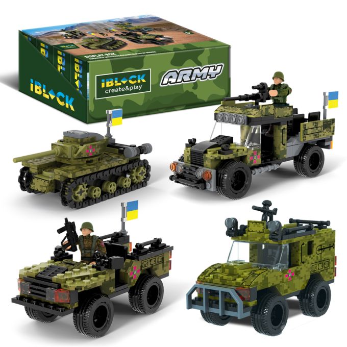 Конструктор IBLOCK арт. PL-921-426 (48ш) 6 диспл. по 8шт Армія, 122-161дет., 4вида,р-р уп-ки 25,5*5*