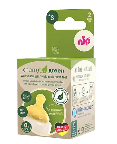 Соска кругла Cherry Green (латекс)(від 0 м.), S (повільний потік),(2 шт)/ NIP