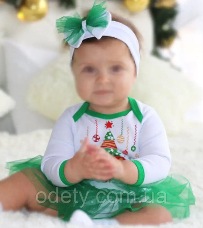 Дитячий новорічний бодік з пов'язкою ялинка