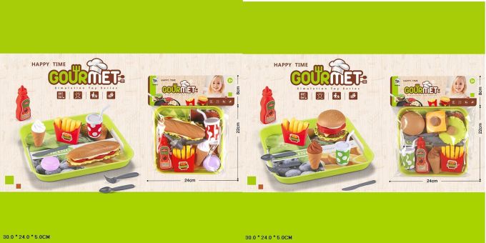 Продукти набір ФастФуд арт. 3260-15/16 (144шт/2)2 види, хотдог, кетчуп, картопля, на подносі, пакет