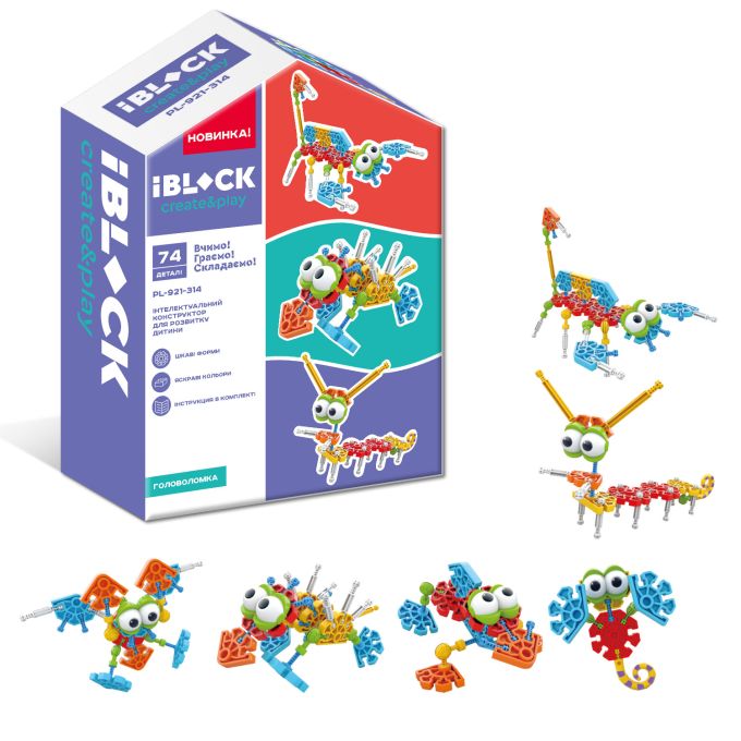 Конструктор IBLOCK арт. PL-921-314 (24шт) 74дет., інструкція у комплекті, короб. 18,5*8*24,5см