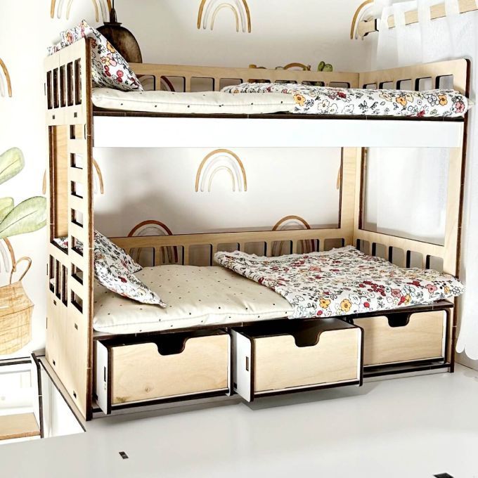 Двох'ярусне ліжко для Барбі з висувними ящиками NestWood Еко (kmb006eco)