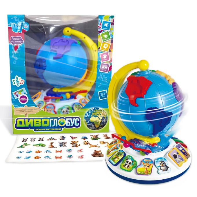 Диво-глобус 62609  "WToys", ОЗВУЧУВАННЯ УКРАЇНСЬКОЮ МОВОЮ, 7 віршів, 7 пісень, 10 казок, ноти, ц