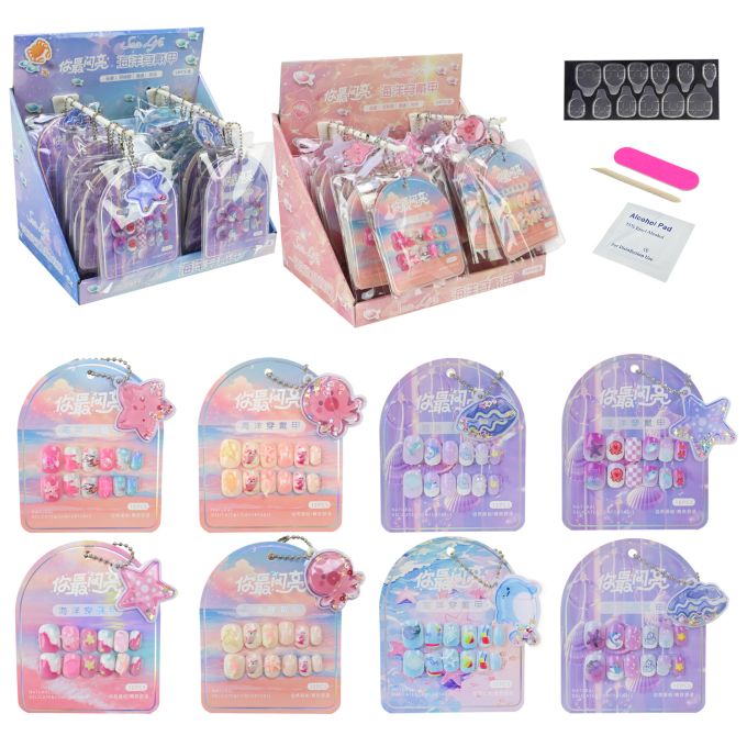 Аксесуари для дівчат арт. NL107 (480шт)   накладні нігті, браслет, мікс видів, планшетка 9*12см, 24шт у дисп. боксі 24*17*18см