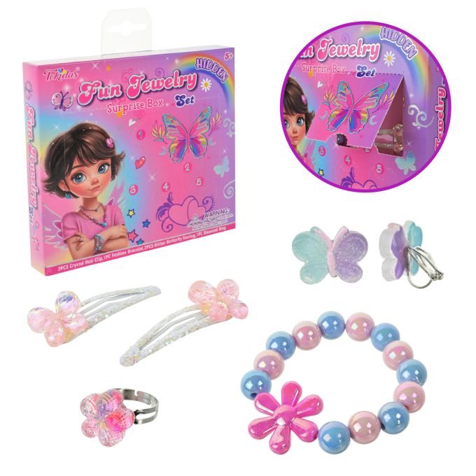 Розпаковка арт. T096 (48шт/8)  біжутерія та аксесуари для волосся короб. 16*2,5*14,5см