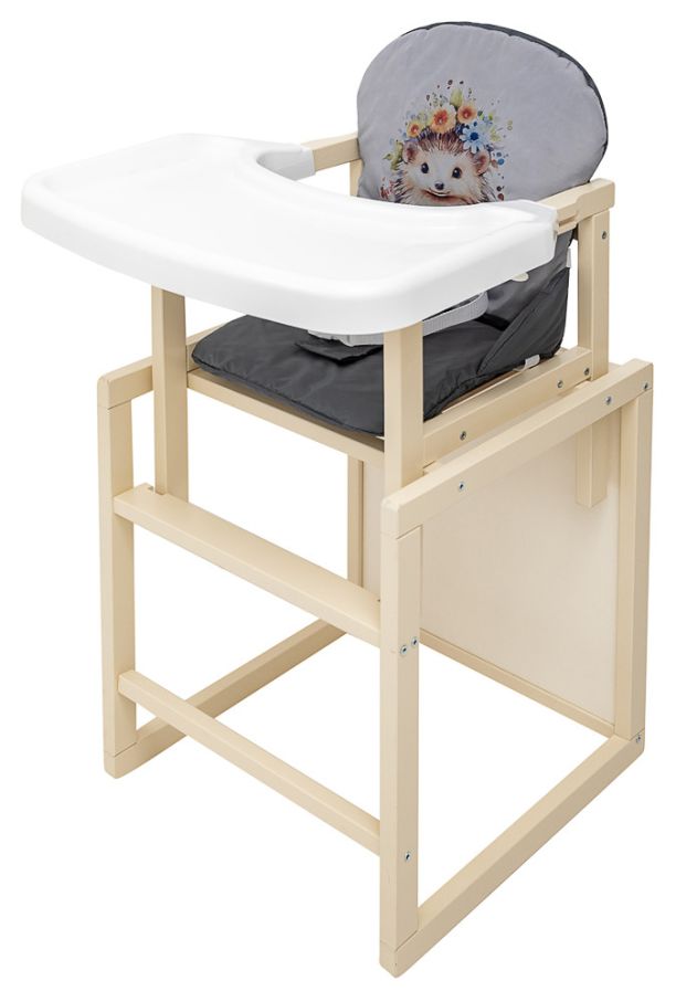 Стільчик-трансформер Babyroom Пеппі-260 слонова кістка сірий / графіт (їжачок, квіти)