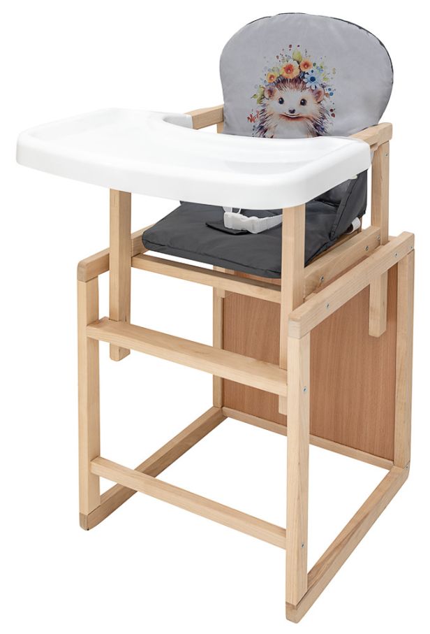Стільчик-трансформер Babyroom Пеппі-230 eko сірий / графіт (їжачок, квіти)