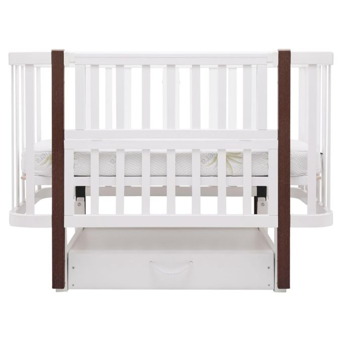 Ліжко Babyroom Місяць LU-3 маятник, шухляда  білий / венге