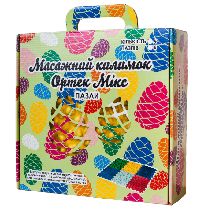 Килимок масажний "Пазли Мікс" 9 елементів для дівчинки 27x28 см