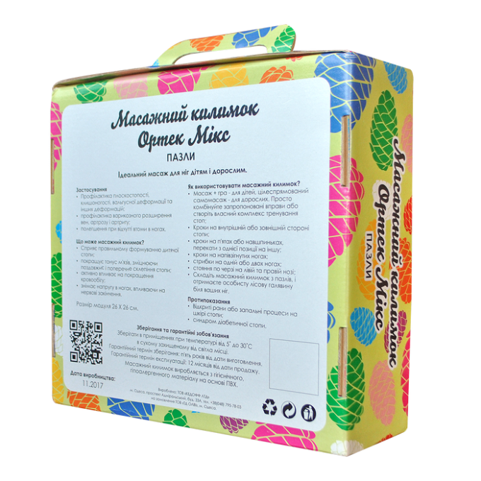 Килимок масажний "Пазли Мікс" 6 елементів 27x28 см