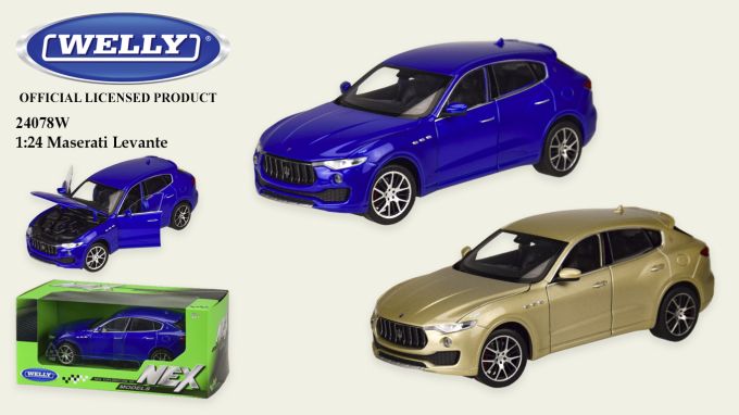 Машина мет. WELLY арт. 24078W (24шт/4)  1:24 MASERATI LEVANTE, відкр.двері, капіт, 2 кольори,р-р ігр