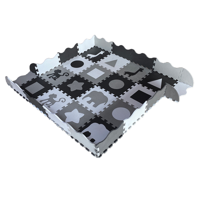 Масажний килимок Ortek EVA пазли, чорно-білий 32x32 см