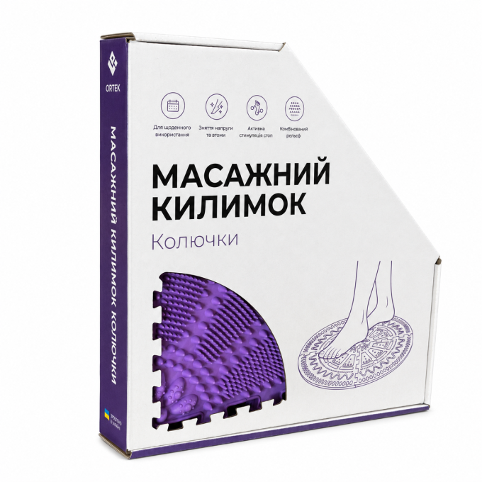 Килимок масажний Ortek "Колючки" 1 сектор Бузковий 35x25 см