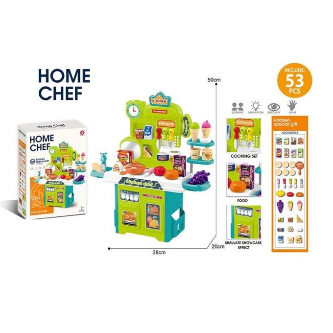 Кухня 922-208  38х20х50 см, посуд, муляжі продуктів, 53 елементи, в коробці