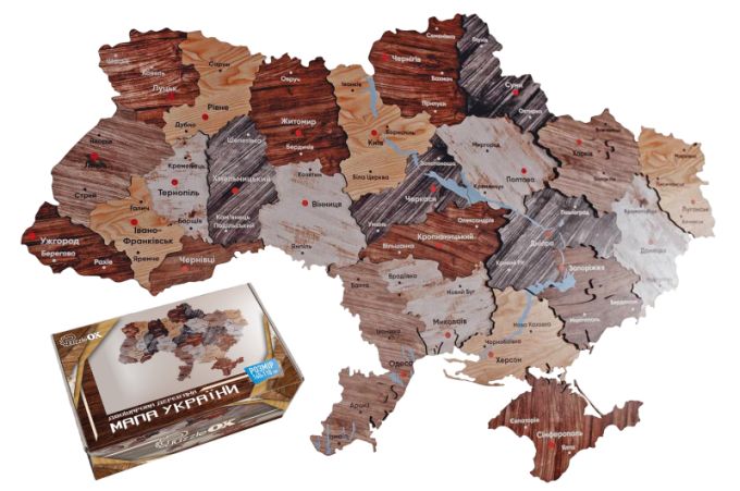 Мапа України двошарова дерев'яна, настінна арт. 160-110 (1шт) р. 160*110 см PuzzleOK