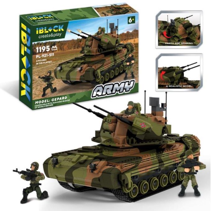 Іграшка конструктор IBLOCK. PL-921-511 Армія, Gepard, 1195 дет., у короб. 64*43*9 см