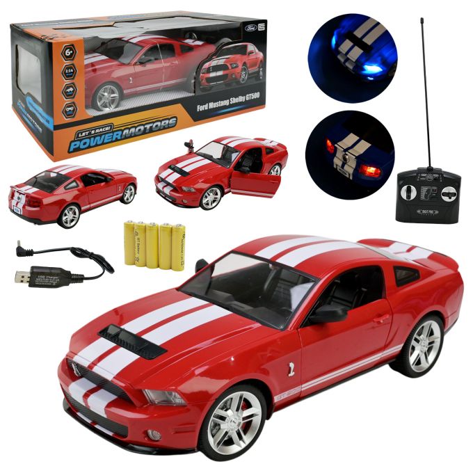 Машина р/к арт. PM1404 (12шт),"POWERMOTORS",1:14 FORD MUSTANG,червоний колiр, акум.,батарейки, світло, відкр.двері, кор. 45*19*17сму кор.45*19,5*17см.