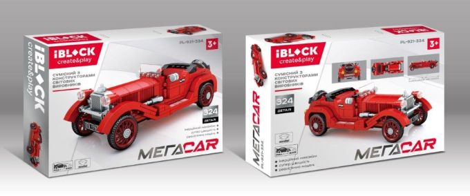 Конструктор IBLOCK арт. PL-921-334 (36шт/2) МЕГАCAR, 324дет в комплекті, короб. 38*26*7см