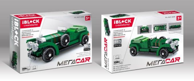 Конструктор IBLOCK арт. PL-921-336 (36шт/2) МЕГАCAR, 357дет в компл, короб. 38*26*7 см
