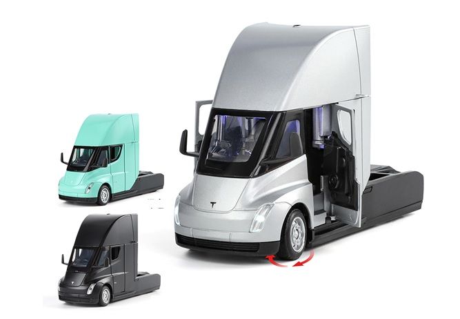 Машина мет. АВТОПРОМ арт. AP74225 (24шт/2) 1:32 Tesla semi truck head, батар,світло,звук,відкр.двері,короб. 19,5*9*9см