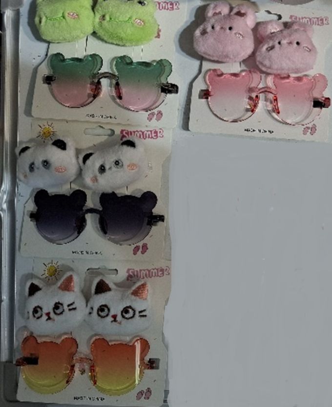 Аксесуари для дівчат арт. YH-141 (360шт)  4 мікс кольори, окуляри, мякі заколочки для волосся планш. 25*25