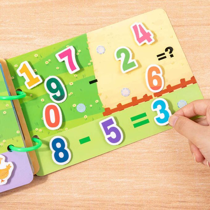 Логічна книжка C 73235 (132) 14 сторінок, картонна, елементи на липучках, цифри, кольори, тварини, геометричні фігури, в пакеті