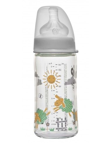 Скляна пляшка(Д)240 мл.з широкою горловиною + соска з широкою шийкою (Система "Actiflex") M